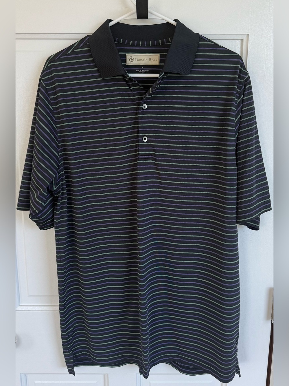 Donald Ross‎ Valley Brook Golf Polo Shirt Men’s Medium Black Striped